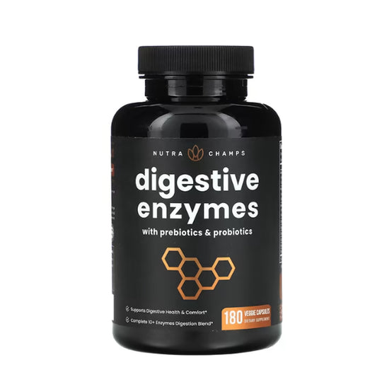 NutraChamps, Enzymes digestives avec prébiotiques et probiotiques, 180 capsules végétariennes