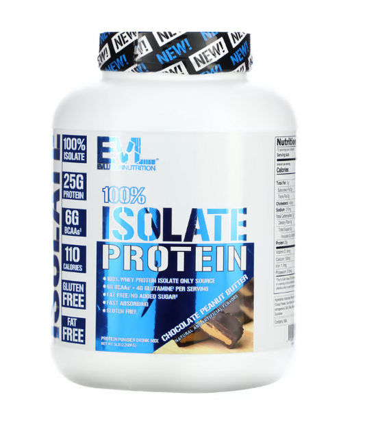 EVLution Nutrition, 100 % isolat de protéines, chocolat et beurre de cacahuète, 2,268 kg